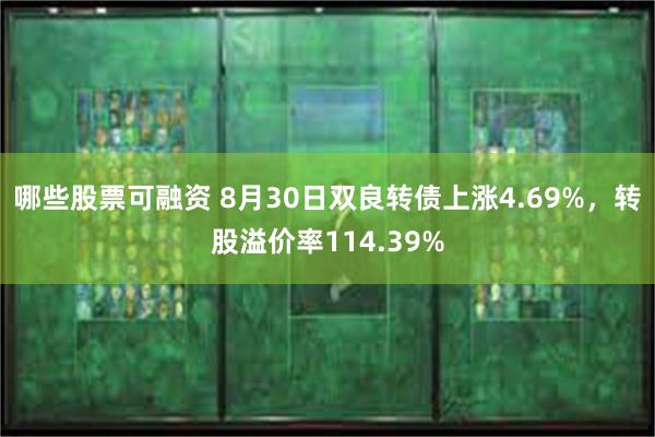 哪些股票可融资 8月30日双良转债上涨4.69%，转股溢价率114.39%