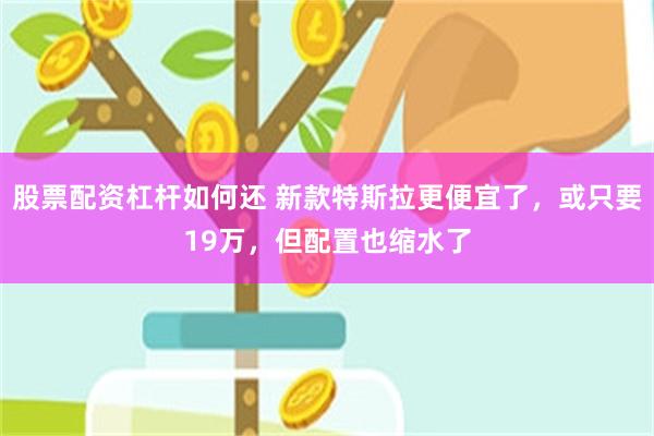 股票配资杠杆如何还 新款特斯拉更便宜了，或只要19万，但配置也缩水了